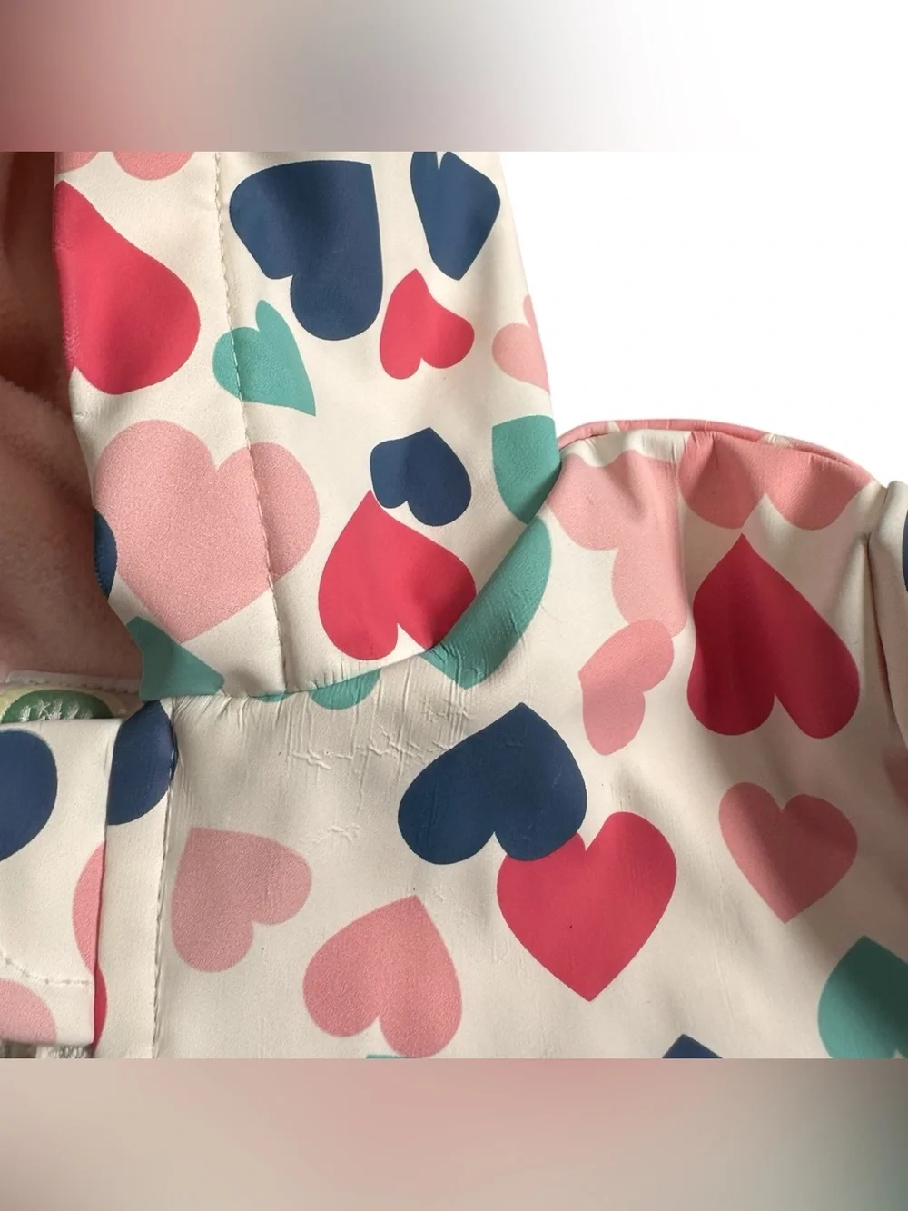 Little Me Girls 18M Heart Print Hooded Softshell Jacket Fleece Lined Pink Bow